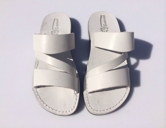 SALE - 30% OFF - White Flip Leather Sandals for Men  Women -- EURO ...