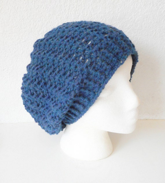 Lacy Slouch Beanie Hat in Blue Mist, ready to ship. 