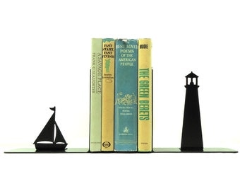 Lighthouse Metal Art Bookends - Free USA Shipping