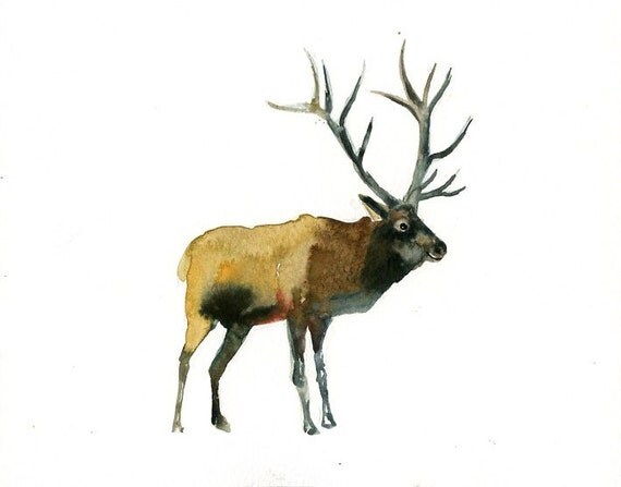 ELK Original watercolor painting 10x8inch