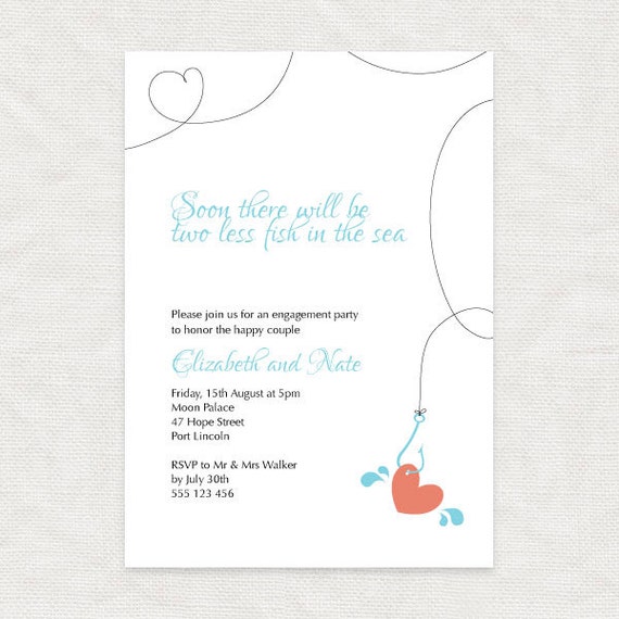 Hooked On You Engagement Party Invitation Printable File