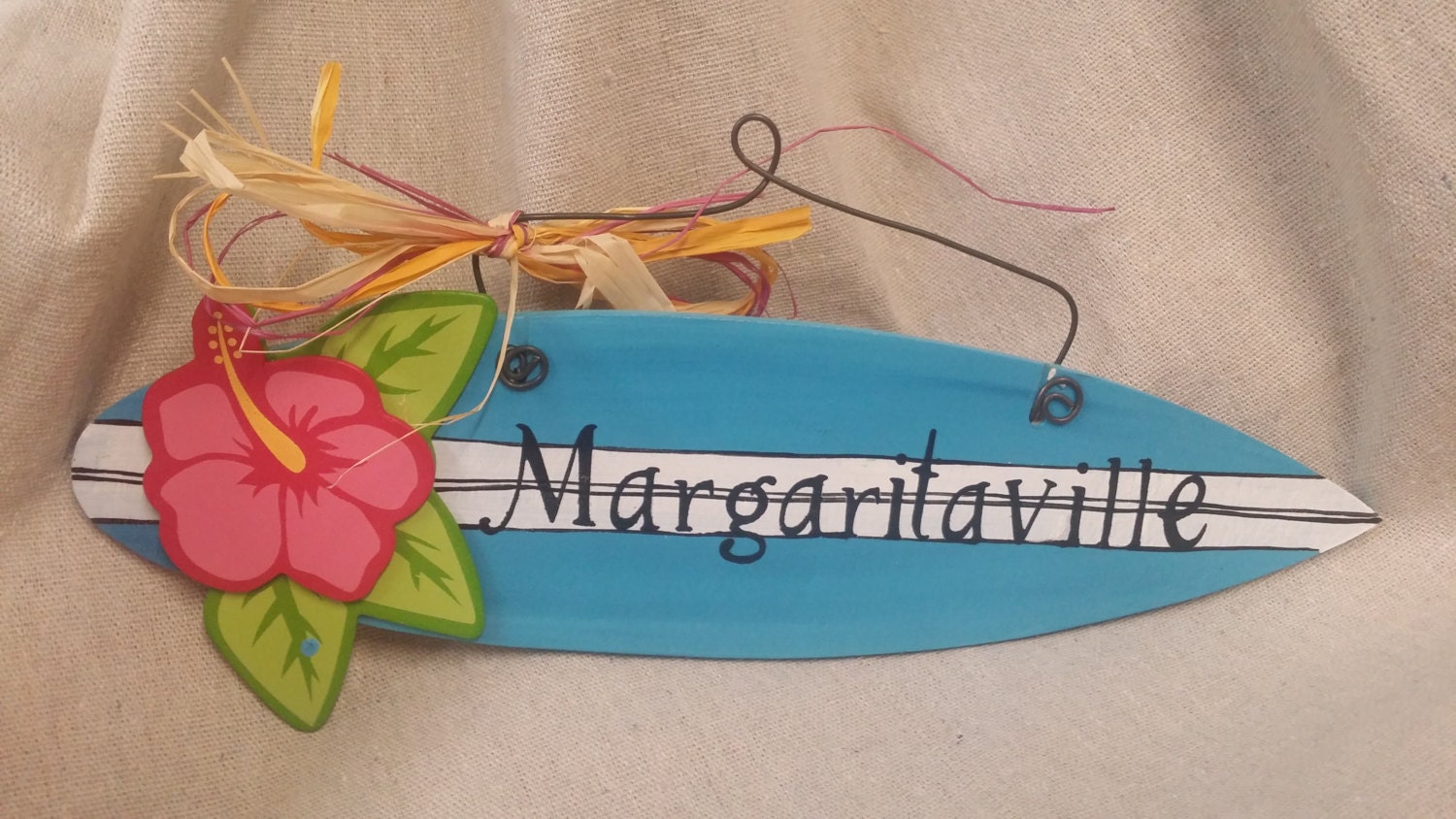 wooden sign surfboard Margaritaville hand painted Parrot