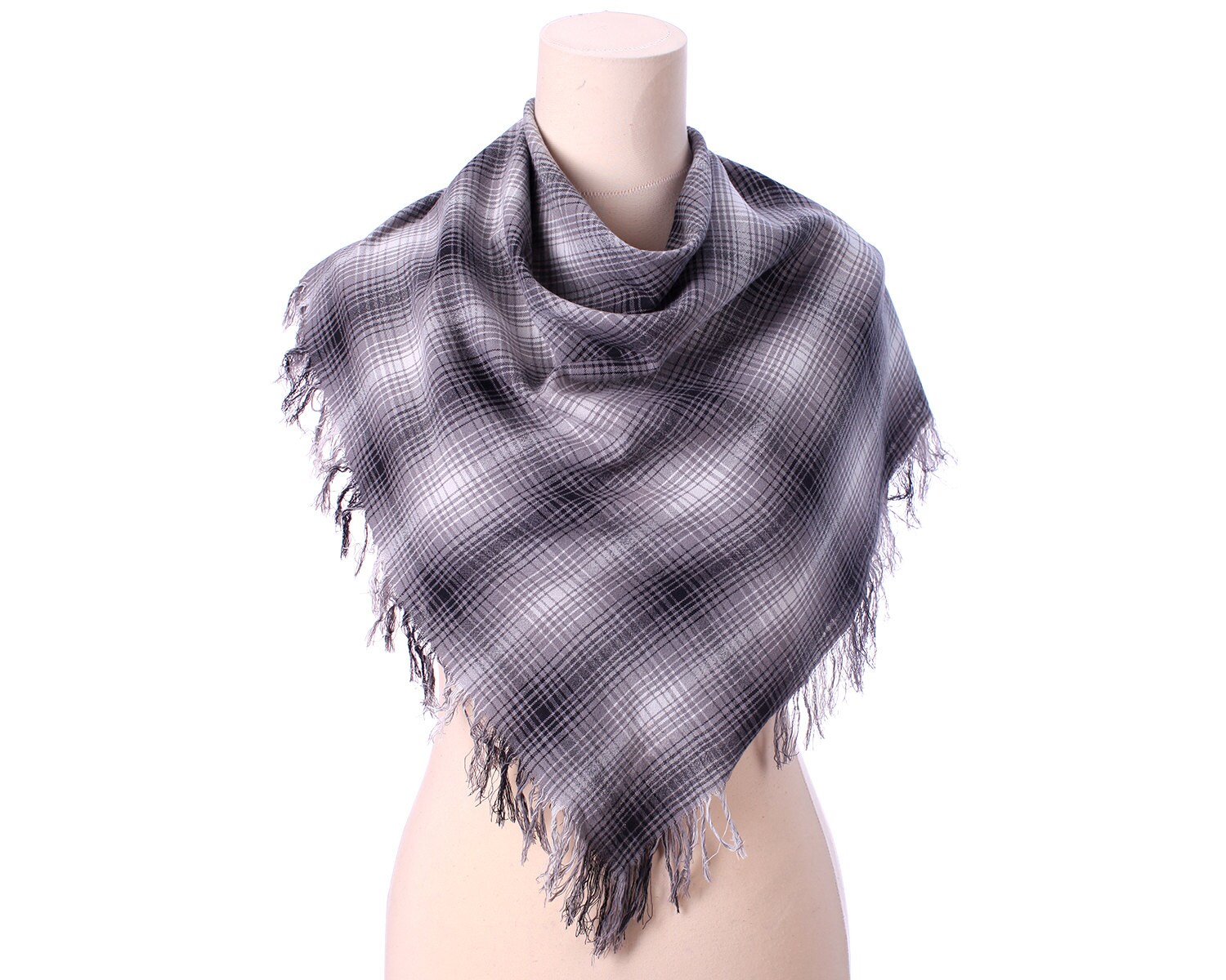 Plaid Fringe Shawl Scarf main image 1