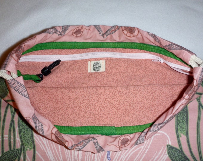 The Unseen World CottonLinen Canvas pink/green Backpack/tote Custom Print
