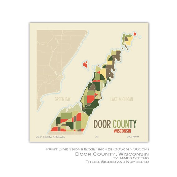 door county wisconsin map by jsteeno on etsy door county wisconsin map by jsteeno on etsy