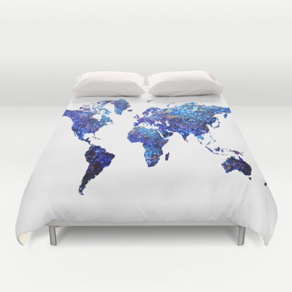 World Map Duvet Cover Globe Duvet Cover Map Duvet