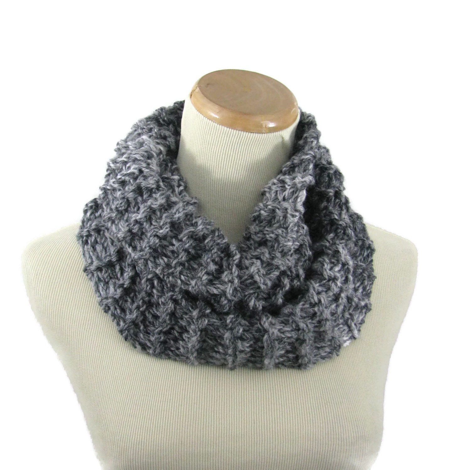 Hand Knit Cowl Neck Warmer Knit Scarf Bulky Scarf Circle