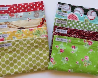 Reusable Snack Bags Any Four You Choose Fabric Eco Friendly