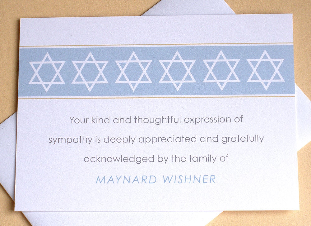 Jewish Sympathy Thank You Cards with the Star of David