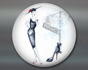 3.5" fashion art magnet, new york, broadway decor womens fashion magnet kitchen decor, house warming gift, big magnet for fridge MA-FASH-1