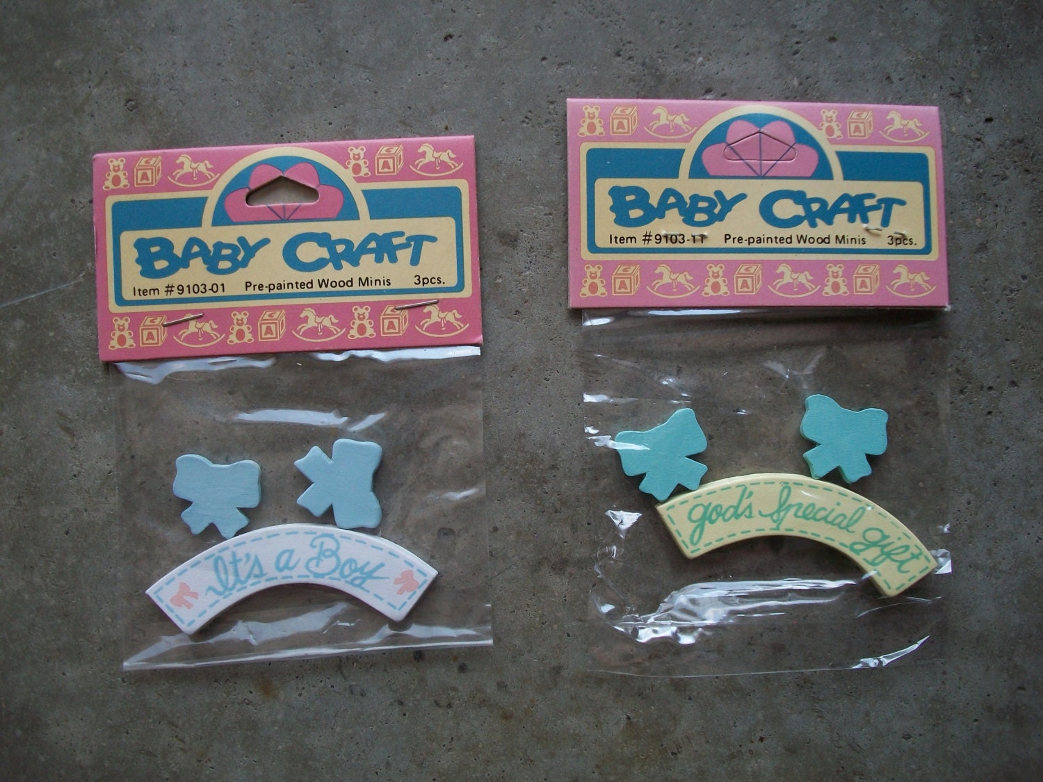 Ten Packaged Die Cut Painted Wood Shapes Baby