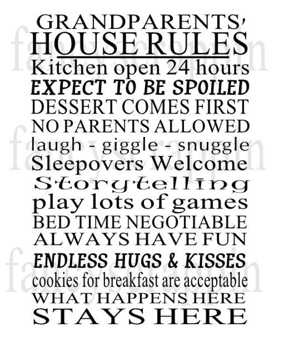 Download Grandparents House Rules SVG Cutting File Word Art
