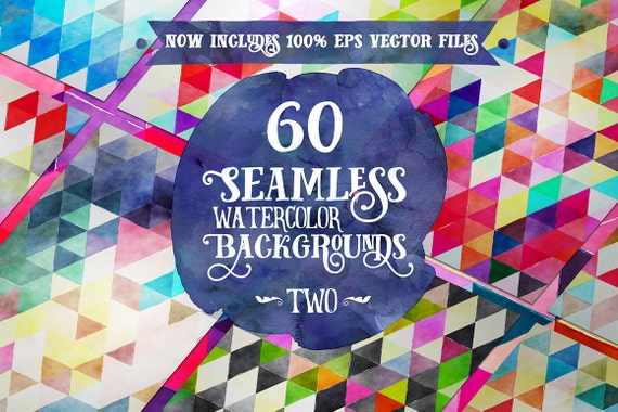 Digital paper Seamless Backgrounds - 60 Watercolor Triangles SET 2 - Now with EPS Vector Files included