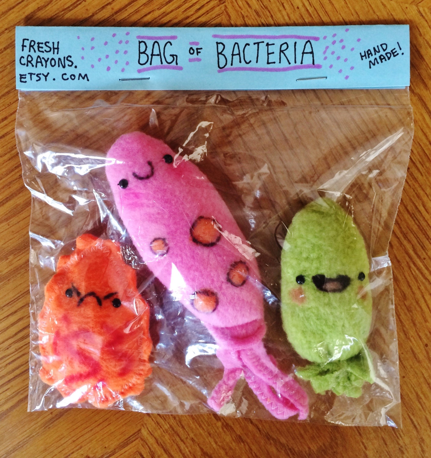 Bag of Bacteria: Set of 3 Mini Microbe Plushies Science