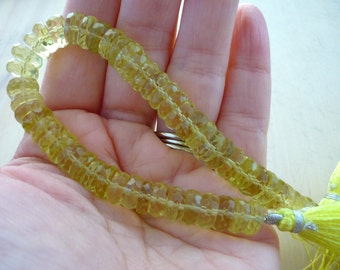 Gorgeous lemon quartz large faceted rondelle/ tire beads 9-9.5mm 1/2 strand
