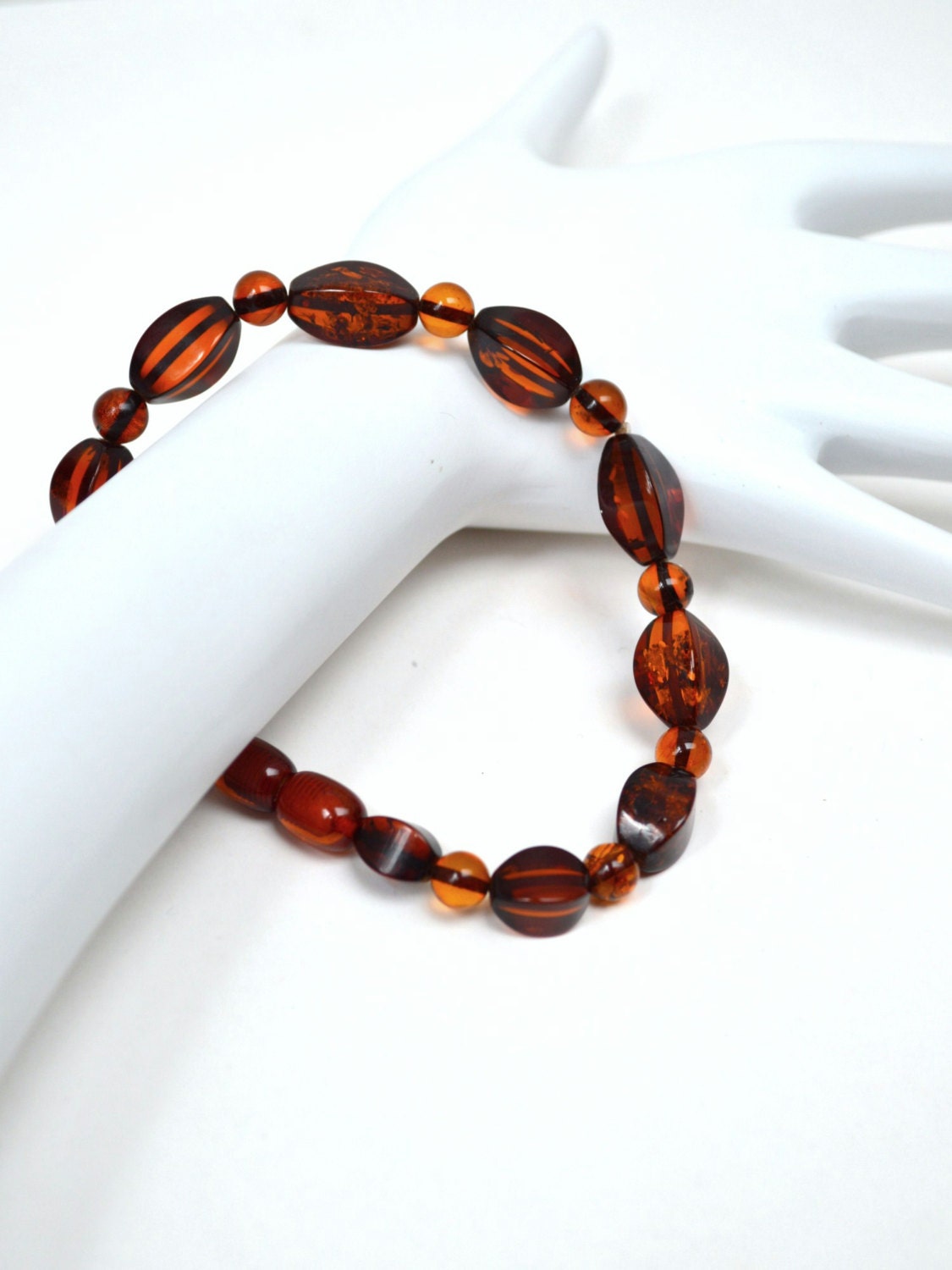 Vintage bakelieten armband amber kleur kralen door allfairness