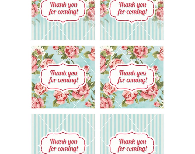 Shabby Chic Thank You Tag - Favor Tag- Instant Download - Print Your Own