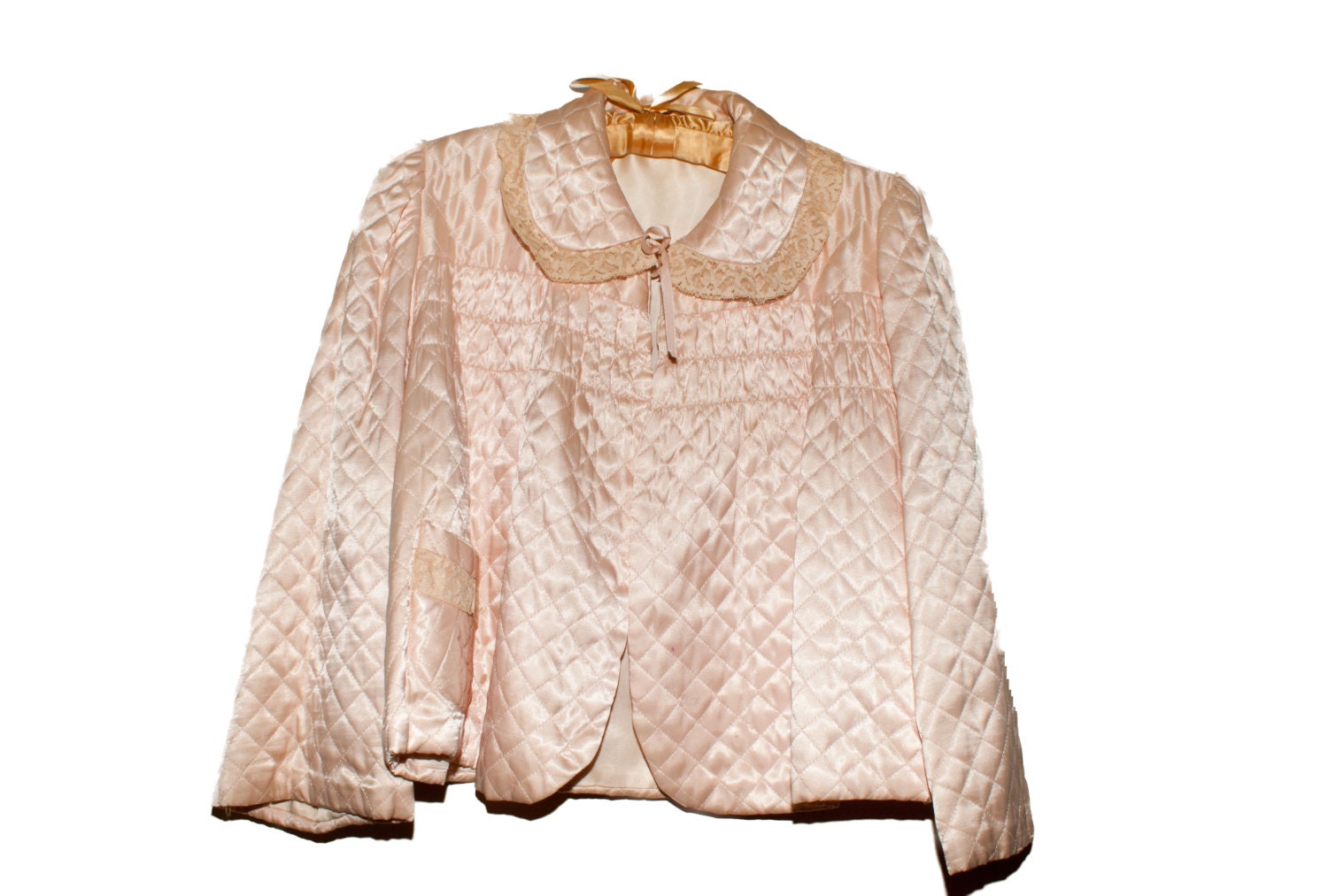 1930s Quilted Silk Bed Jacket size L