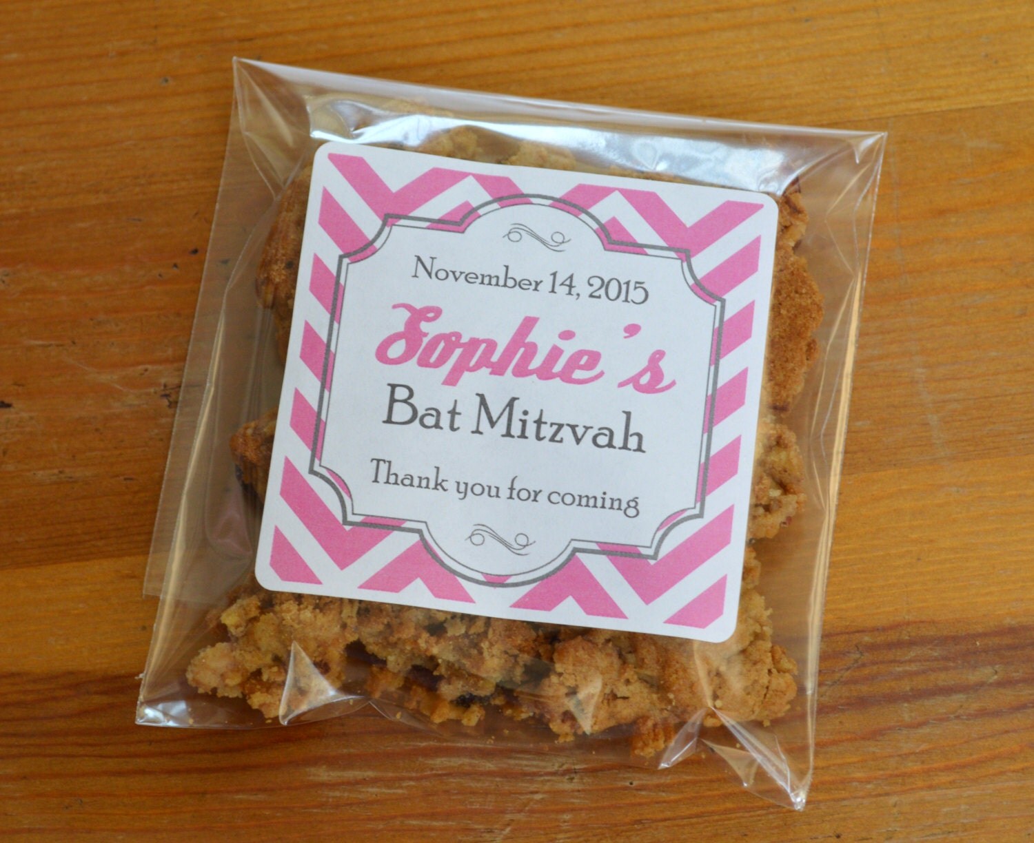 Personalized Cellophane Bags with labels Cookie or Candy