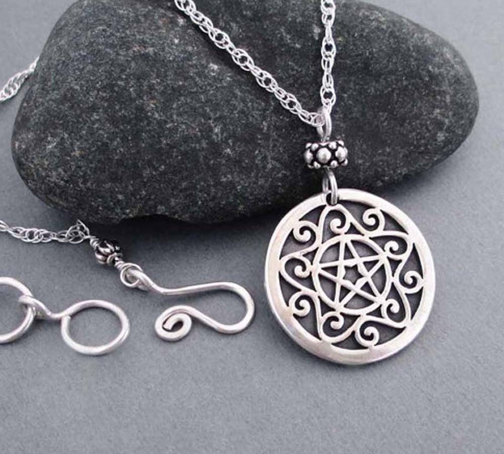 Sterling Silver Pentacle Necklace Wiccan Jewelry Pentagram