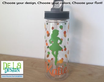 Personalized Clear plastic sport water bottle, Flip top w/ straw, 24 oz size, Irish Step dance, Clogging, Folk dance, team, or other sport