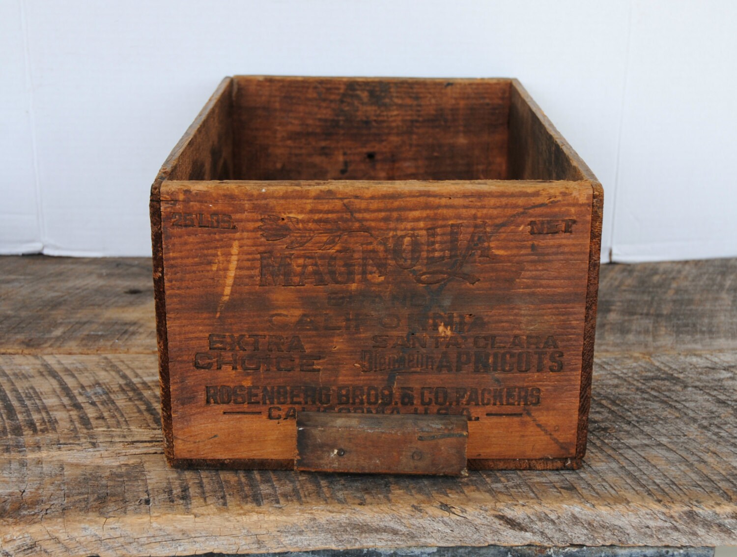 Magnolia Antiqued Wood Storage Box - Magnolia