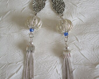 Boucles d'oreilles en métal argenté et perle lampwork