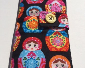 Russian Doll Crochet Hook Wallet 14 Pocket + Scissor Pocket - DPN - Make Up Brushes- Varied Sized Pockets
