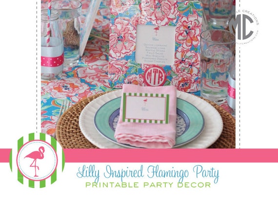 Lilly Inspired Flamingo Printable Digital Party Collection - Mirabelle Creations Il_570xn