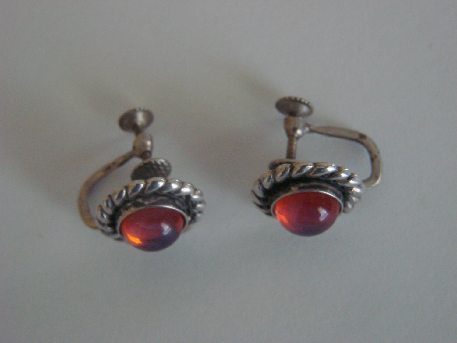 Sterling Screw Back Earrings / Pink Translucent by