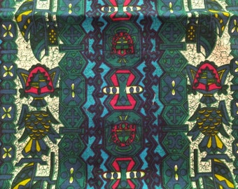 Vintage 1960's Barkcloth Material Fabric Yardage