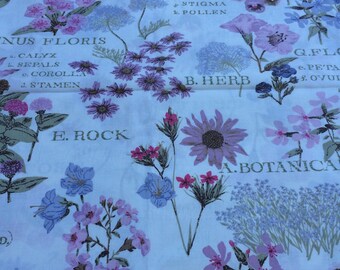 Vintage 1940-1950 Botanical print 100% cotton chintz fabric 36" wide sold by the yard