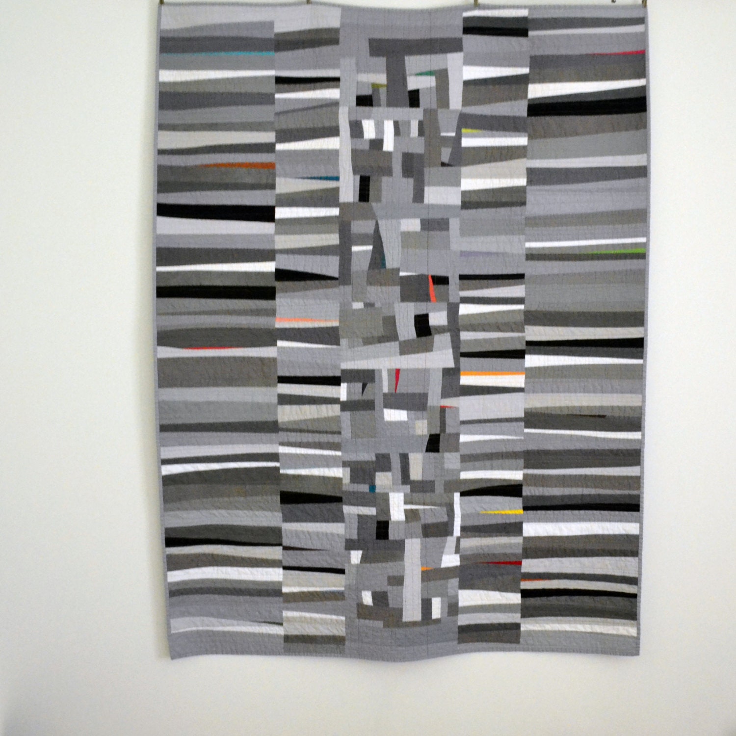 Gray Quilt Monochromatic Quilt Modern Quilt Grey by TwiggyandOpal