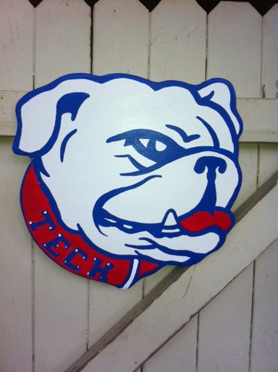 Items similar to Louisiana LA Tech Bulldog Wooden Door Hanger Hand ...