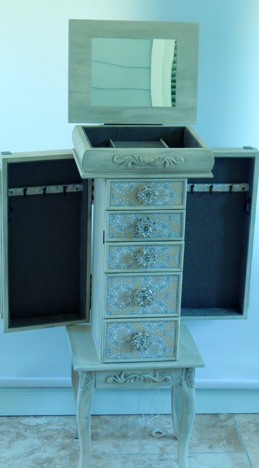 Pastel Yellow Repurposed Jewelry Armoire Custom Made To Order