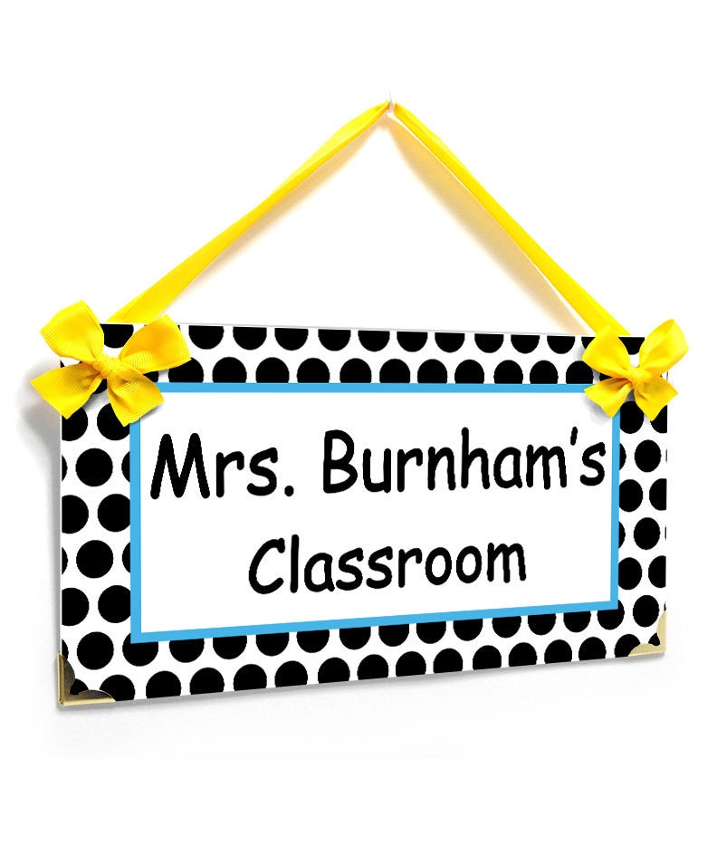 personalized teacher name classroom door sign simple design