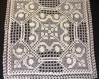 Handmade Natural Square Crochet Doily: Caper
