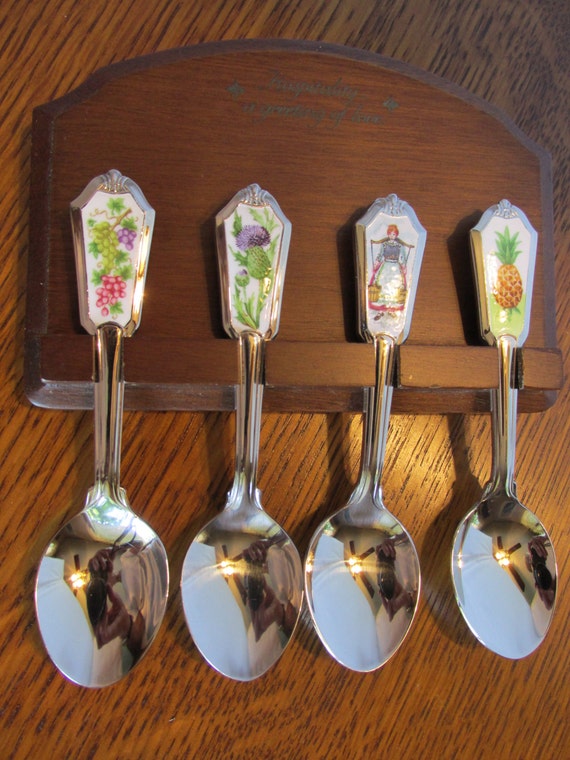 Vintage Collector Spoons and Rack
