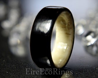 Deer antler ring with aincent Irish bog Oak wood
