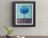 Blue Lollipop Tree Signed Art Print of Signature Original By Rafi Perez