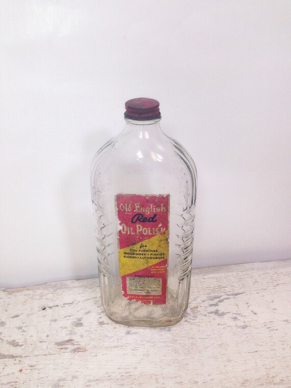 Vintage Old English Red Oil Polish Bottle