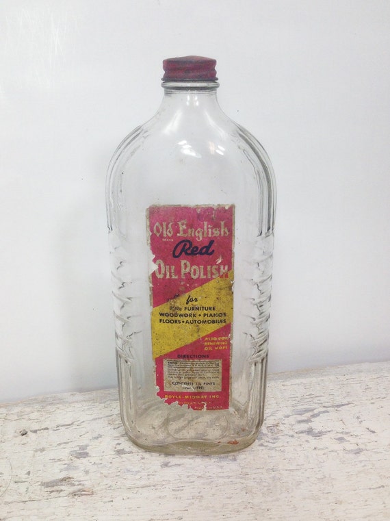 Vintage Old English Red Oil Polish Bottle