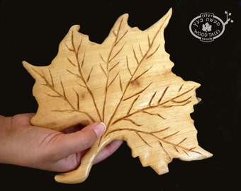 Wooden Leaf, Hand carved, Hot Pad or Decoration