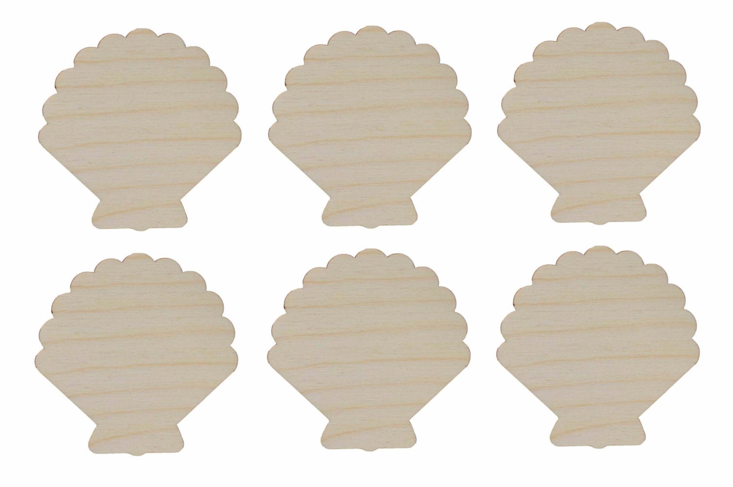 Sea Shell Shape Wood Cut Out Unfinished Wooden Scallop 6