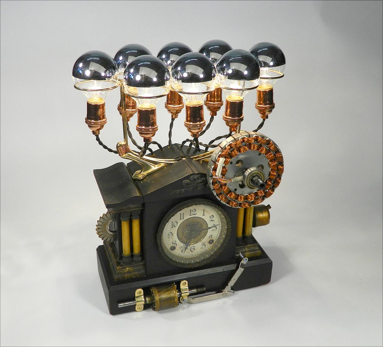 Lighting Table Lamp & Clock in Contemporary Steampunk Style