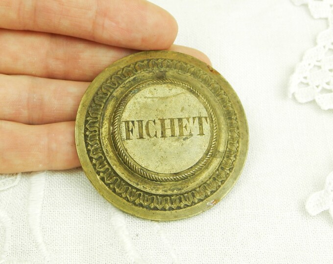 Antique French Brass Metal Molding Engraved "Fichet" / Retro Vintage Home Interior / Chateau Chic / Shabby Chic / Diy Improvement / France