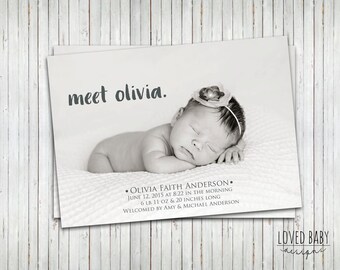 New Baby Announcement, Newborn Announcement, Printable Baby Announcement - Personalized, DIY, Printable