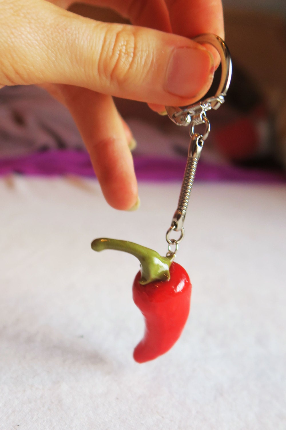 Spicy pepper keychain jalapeno pepper keychain by TheJewelSaga