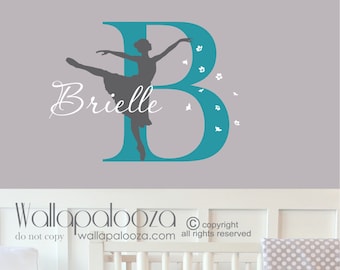 Ballerina wall decal - Ballet wall decal - Nursery wall decal - Girls name wall decal - Custom name wall decal - Dance wall decal - Ballet