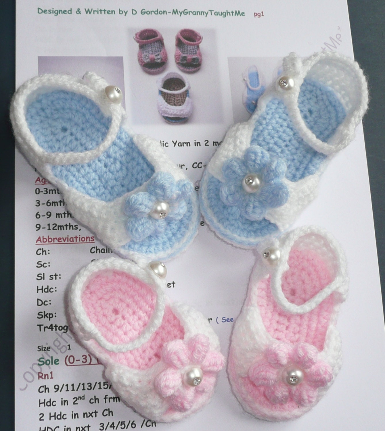 Crochet Pattern Baby Peep Toe Flower-Bow Sandals 5